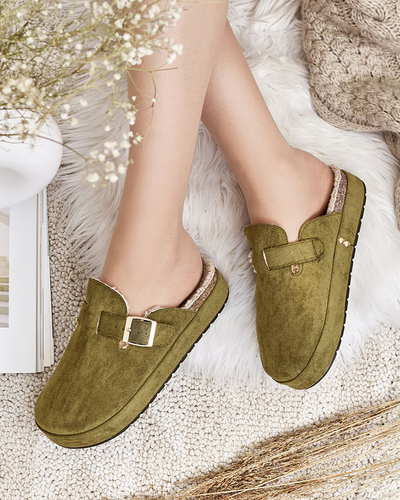 Royalfashion Pantoufles pour femmes avec peau de mouton et boucle Kajis