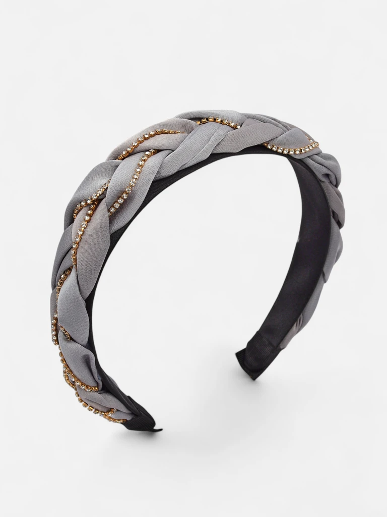 Royalfashion Serre-tête tressé orné de zircons