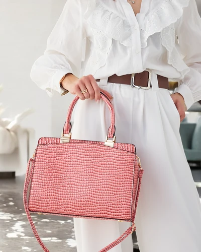 Sac à main élégant pour femme en cuir verni avec embossage