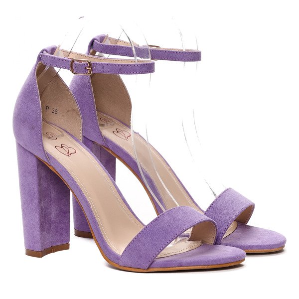 Fioletowe sandałki na słupku Alani- Obuwie