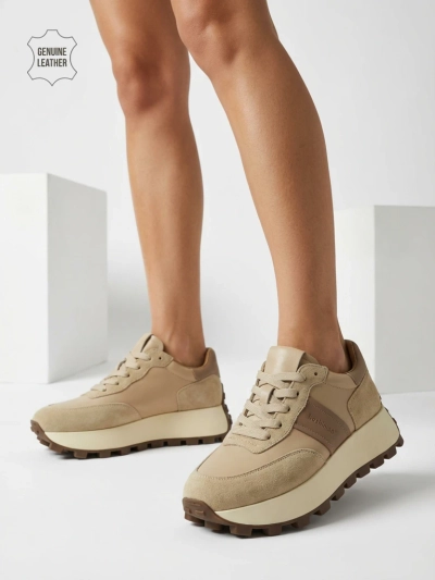 Baskets de sport pour femmes en cuir naturel Naterre