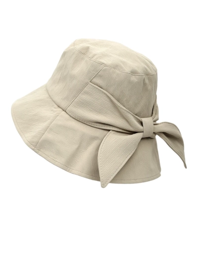 Chapeau pour femmes Letizia beige avec nœud - style italien, 100 % polyester