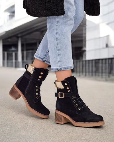 Royalfashion Bottines à talons bas pour femmes Nedelin