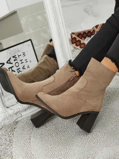 Bottines femme en éco-daim à talons épais Rune Fast