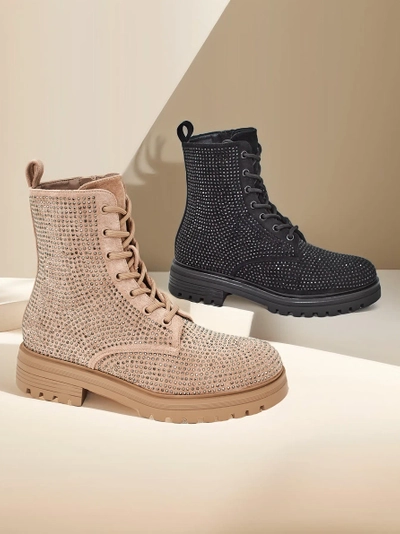 Bottes lacées pour femme de la marque Royalfashion avec zircons Russos