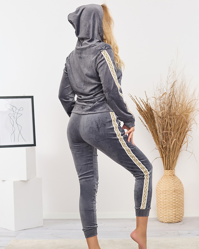 Ensemble sweat femme gris à rayures - Vêtements