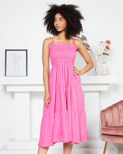 Robe longue pour femme fuchsia à bretelles - Vêtements