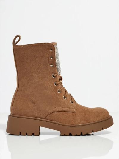 Bottines lacées en éco-daim pour femmes Ferlyne