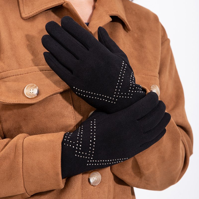 Gants noirs pour femmes avec paillettes décoratives - Gants