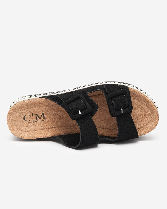 OUTLET Chaussons noirs pour femme sur semelle épaisse Carisno - Footwear