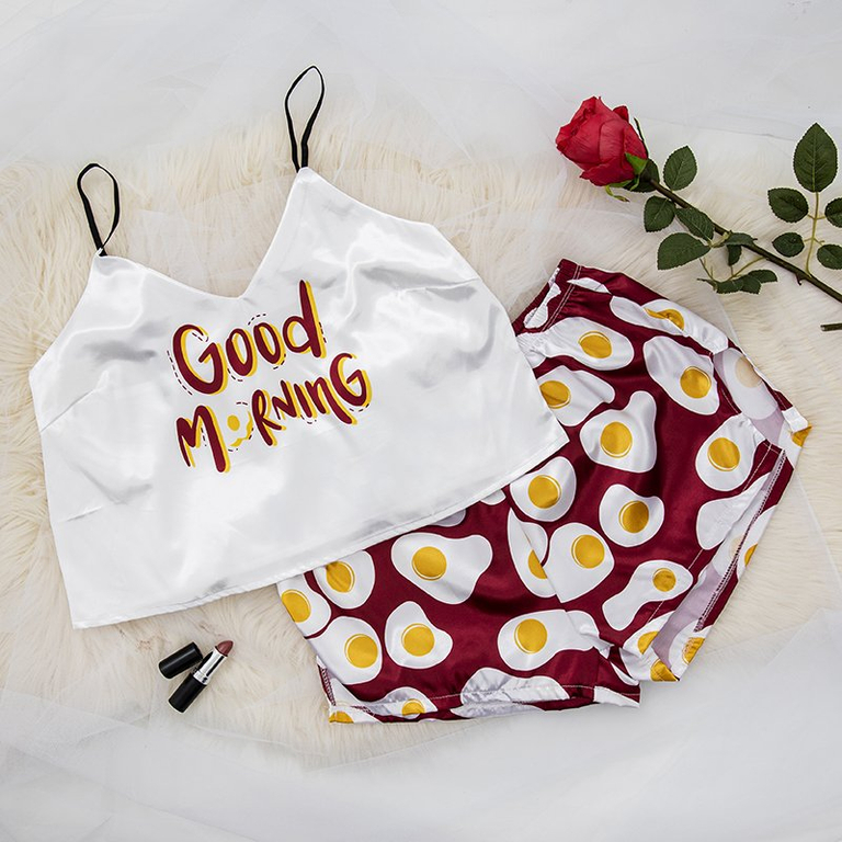 Pyjama femme bordeaux avec imprimé - Vêtements