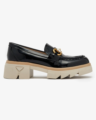Mocassins noirs laqués pour femme avec cristaux Inriw - Footwear