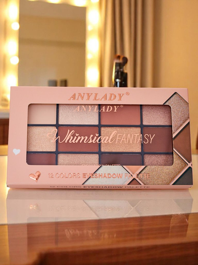 ANYLADY Palette de 12 fards à paupières avec finis pailletés et mats Golden Chocolate Fudge