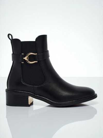 Bottines Noires Aurelia avec Élégant Accent Doré