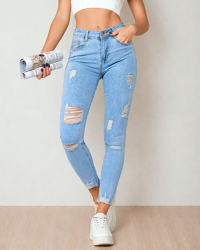 Royalfashion Jean tube pour femme avec frottement