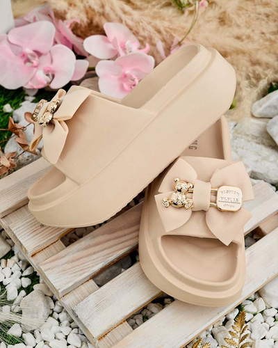 Royalfashion Tongs en caoutchouc pour femme avec nœud décoratif Apis