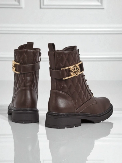 Bottines matelassées pour femmes en cuir écologique Sable Rose