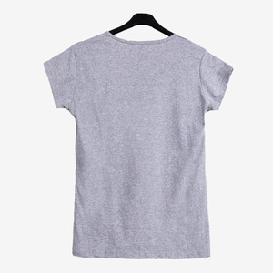 T-shirt femme gris orné d&#39;un imprimé coloré - Blouses 1