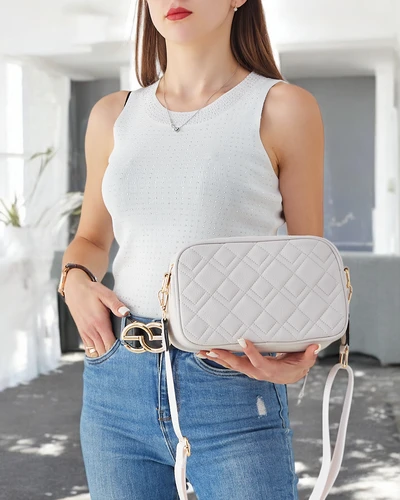 Royalfashion Petite sac à main matelassé pour femmes en cuir éco