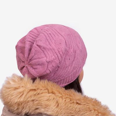 Bonnet double couche chaud femme rose foncé - Accessoires