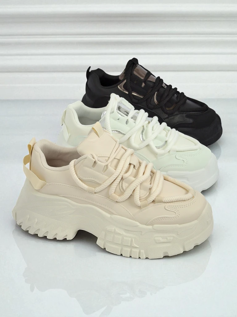 Aurelia Nero – Baskets Chunky pour Femmes en Cuir Écologique Noir 6,5 cm