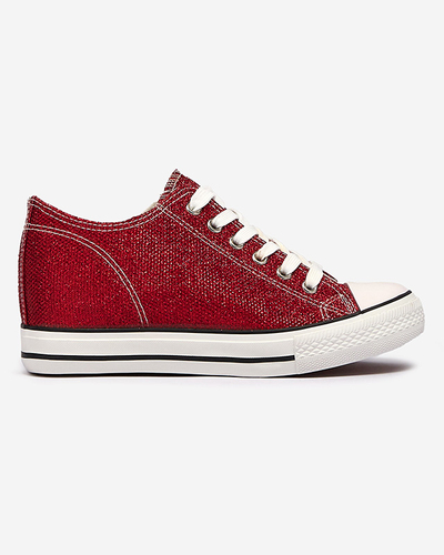 Baskets rouges pour femmes sur une ancre cachée avec fil brillant Seggat- Footwear