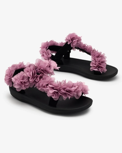 Royalfashion Sandales pour femmes rose foncé avec fleurs Alferroy