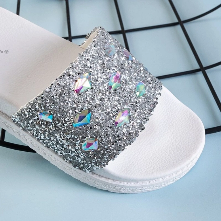 OUTLET Sandales plates-formes blanches pour femmes avec zircons cubiques Sailor - Chaussures