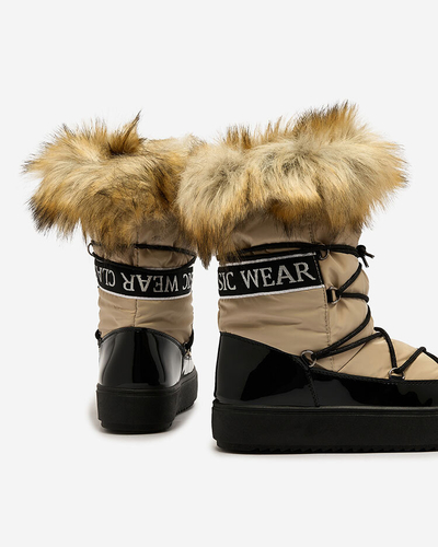 Royalfashion Bottes à enfiler beige et noir bottes de neige a'la pour femmes Gomllo