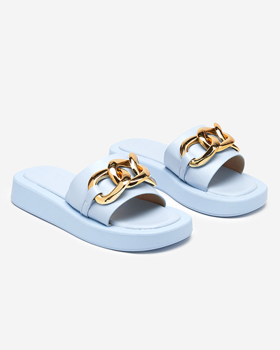 Chaussons femme bleus avec chaîne dorée Reteris - Chaussures