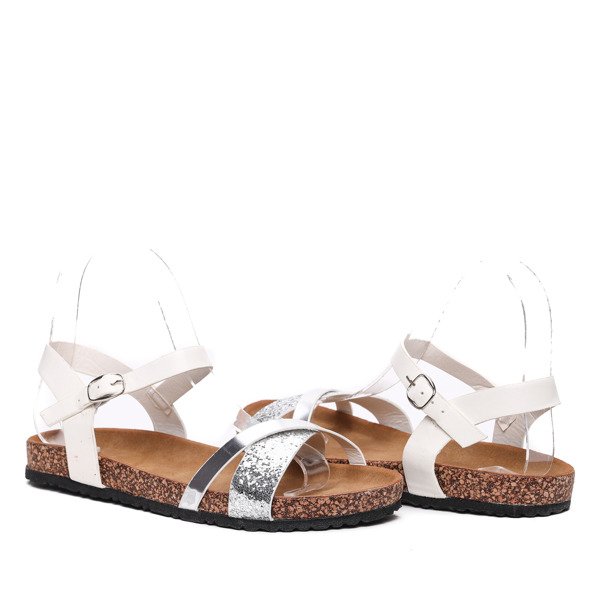 OUTLET Sandales Nincoa blanches et argentées à rayures scintillantes - Footwear