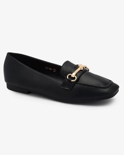 Royalfashion Mocassins pour femmes noirs avec ornements dorés Olerika