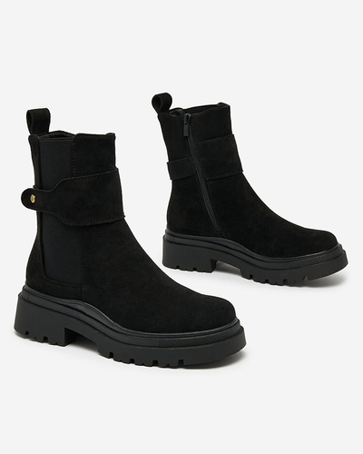 Royalfashion Bottes noires pour femmes avec lanière décorative Doasa