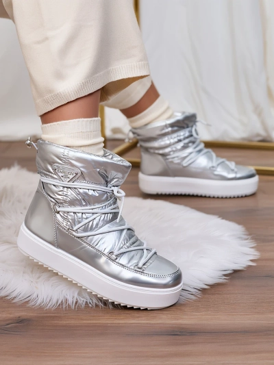 Royalfashion Bottes à enfiler Vevnose argent pour femme Bottes de neige a'la