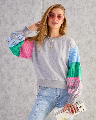 Royalfashion Sweatshirt à manches colorées pour femmes