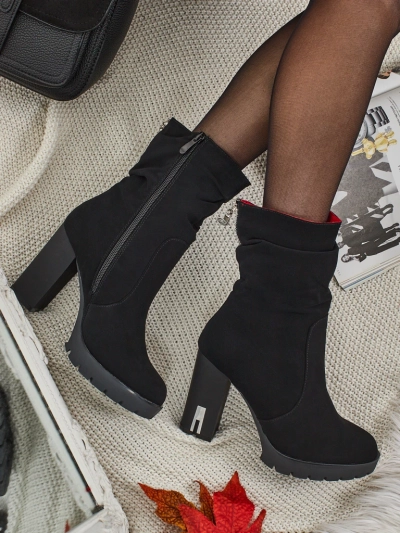 Bottines femme en cuir écologique mat à talons épais Nivarelle