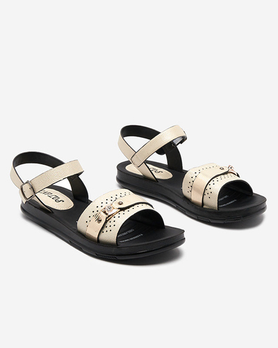 Sandales plates pour femmes beige brillant Nafi- Footwear
