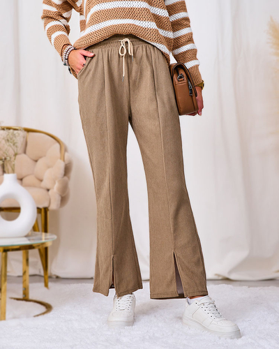 Royalfashion Pantalon femme en velours côtelé kaki