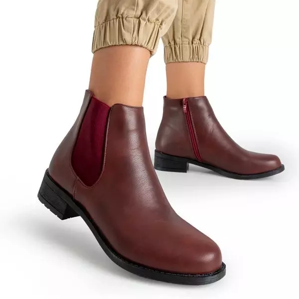 OUTLET Chelsea boots femme bordeaux à talons plats Timea - Chaussures