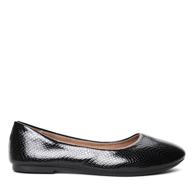 Czarne baleriny ze zwierzęcym motywem Francesca- Obuwie