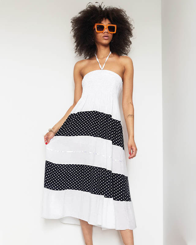 Jupe longue blanche à pois GRANDE TAILLE - Vêtements