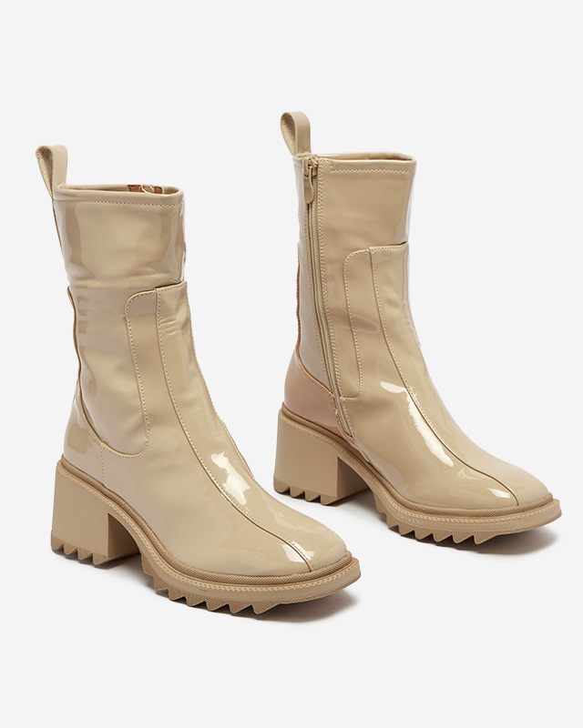 OUTLET Bottes pour femmes beiges à tige large Grifis - Footwear