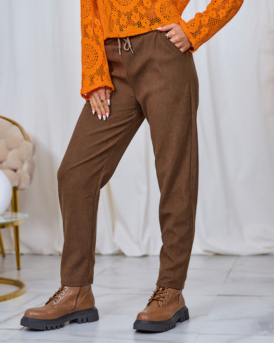 Royalfashion Pantalon en velours côtelé marron pour femme