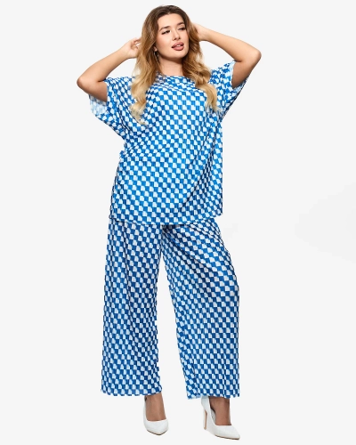 Ensemble plissé bleu pour femme - Vêtements