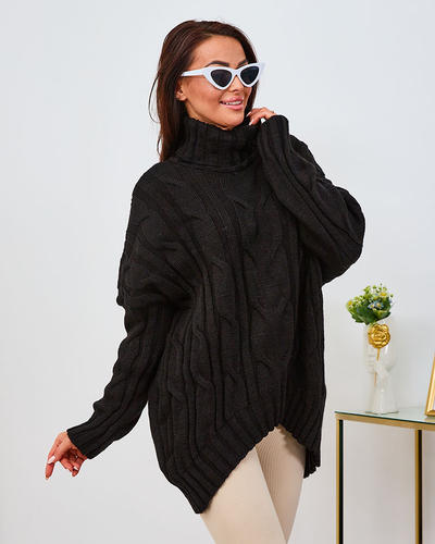 Royalfashion Pull à col roulé asymétrique cobalt pour femme