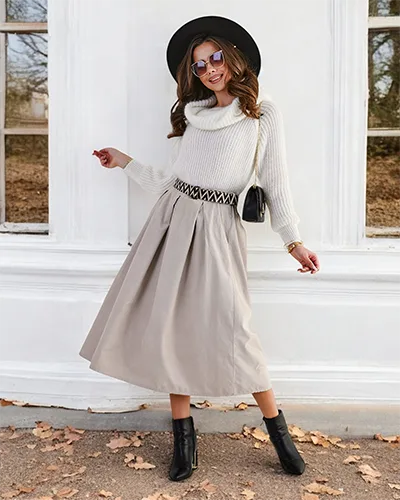 Jupe midi pour femmes Royalfashion a' la corduroy