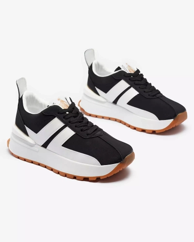 Chaussures de sport noires en éco-cuir pour femme avec empiècements colorés Tifora- Footwear