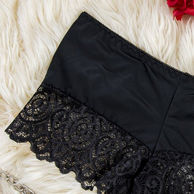 Boxer noir en dentelle pour femmes - Sous-vêtements