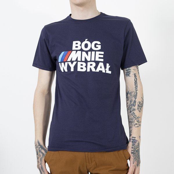 T-shirt homme en coton bleu marine avec imprimé - Vêtements