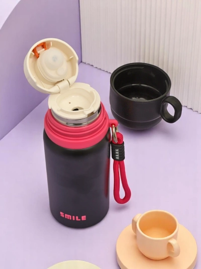 Royalfashion Mug thermos thermique avec tasse Happy Smile